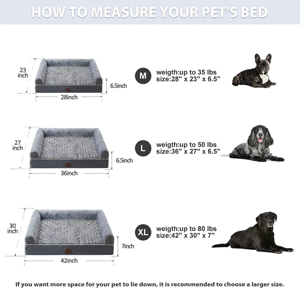 BFPETHOME Dog Beds for Large Dogs, Orthopedic Dog Bed for Medium Large Dogs, Egg- Foam Dog Crate Bed (XL(42 * 30 * 7 inch), Grey)