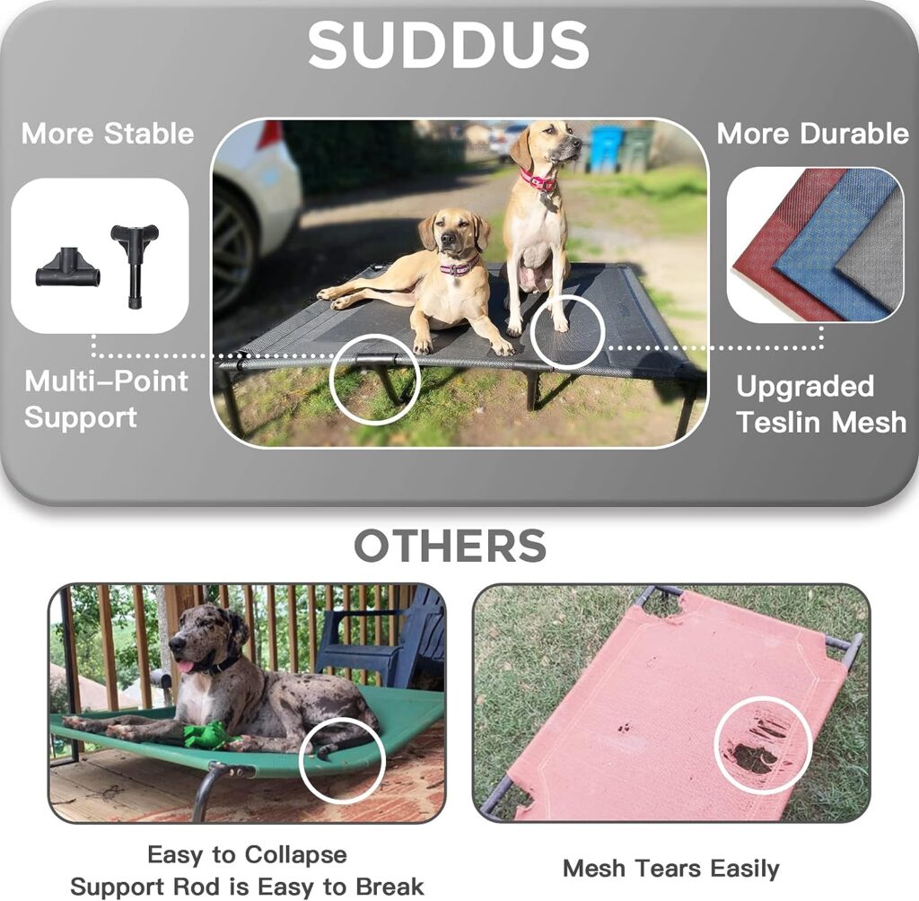 suddus Elevated Dog Bed Large Dog Cot Bed XL Raised Dog Bed Outdoor