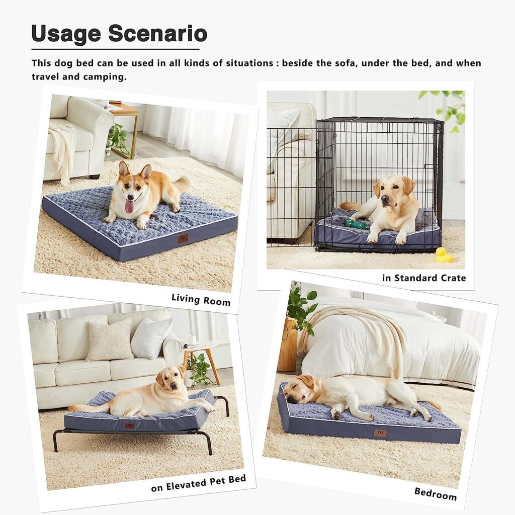 Western Home Large Dog Bed for Large, Jumbo, Medium Dogs, Orthopedic Pet Bed Waterproof Mattress with Removable Washable Cover, Thick Egg Crate Foam Dog Bed with Non-Slip Bottom