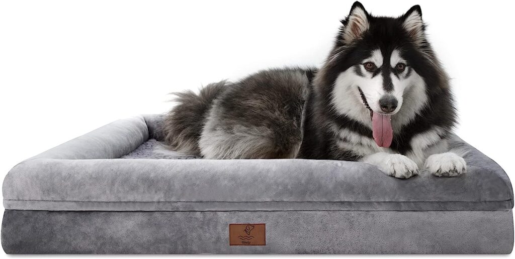 Yiruka Beds for Extra Large Dogs, Orthopedic, Washable Bed with [Removable Bolster], Waterproof Bed with Nonskid Bottom, Pet XL Dog Bed